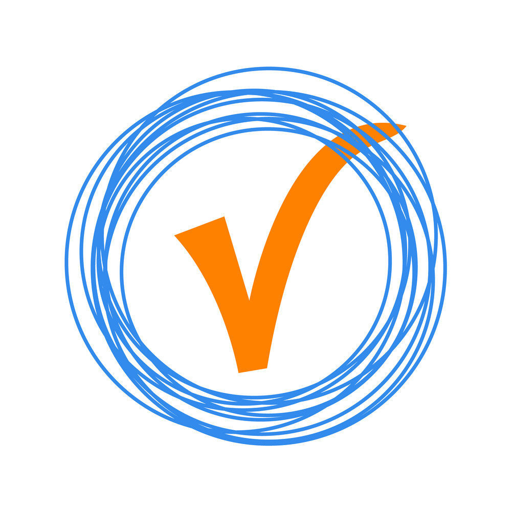 Voting Symbols design. check marks in blue circle.